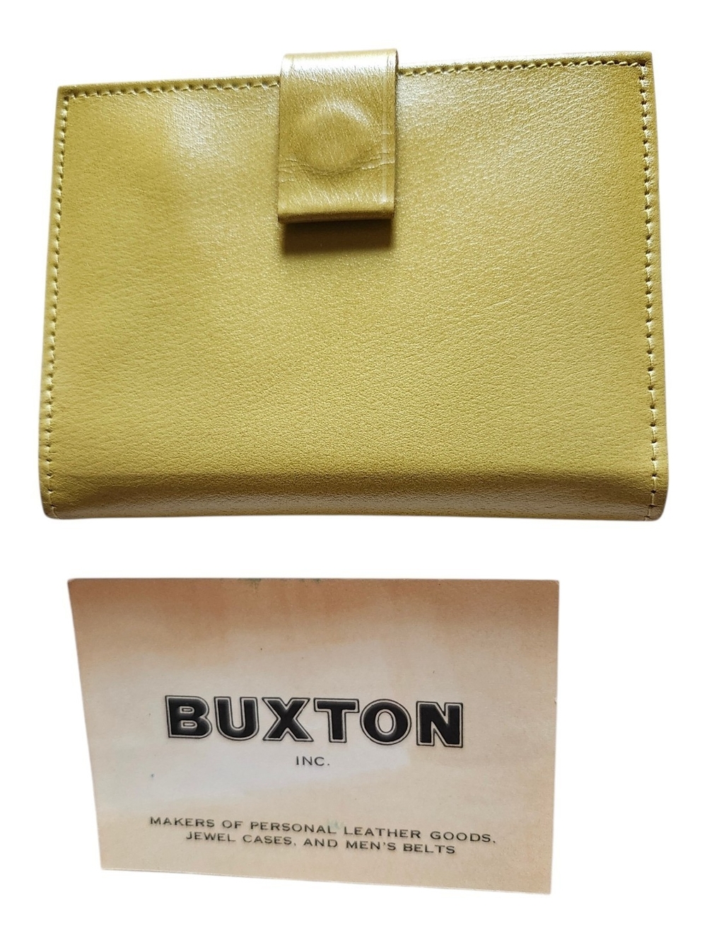 Buxton NIB Vintage Chartreuse/Mustard Yellow Leather Snap Card & Key Holder